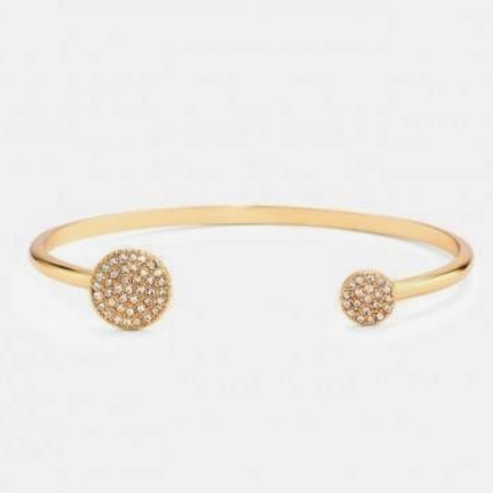 Stella & Dot pave disc cuff bracelet gold not worn